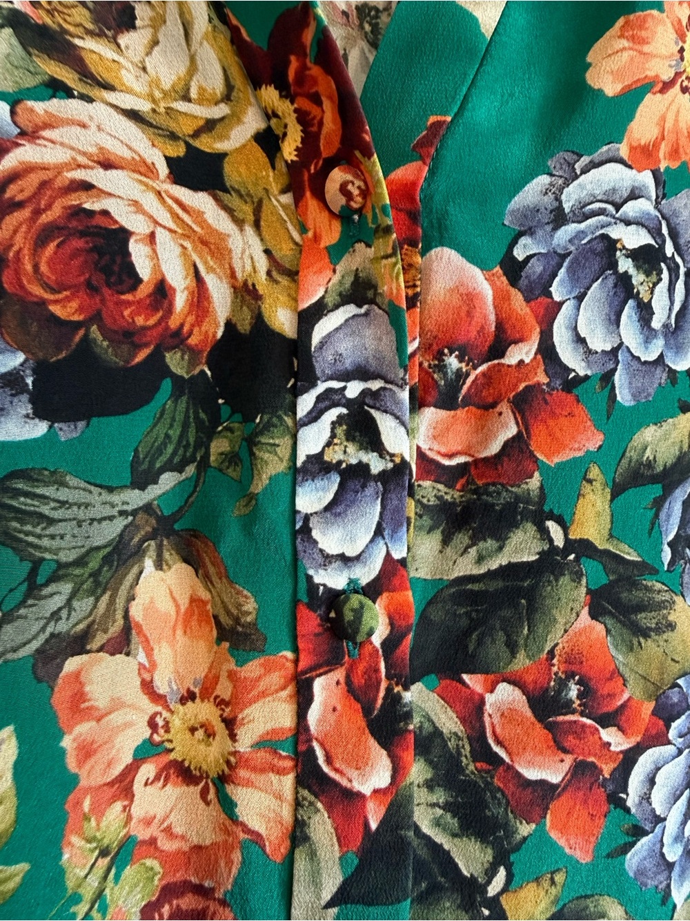 ALICE + OLIVIA Silk Eloise Floral Button-Down Blouse Size Small - Picture 7 of 12